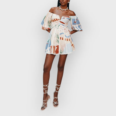 Modern Sophisticated Art Graffiti Floral Print Mini Dress
