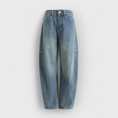 Trendy Loose Arc-Cut Denim Pants