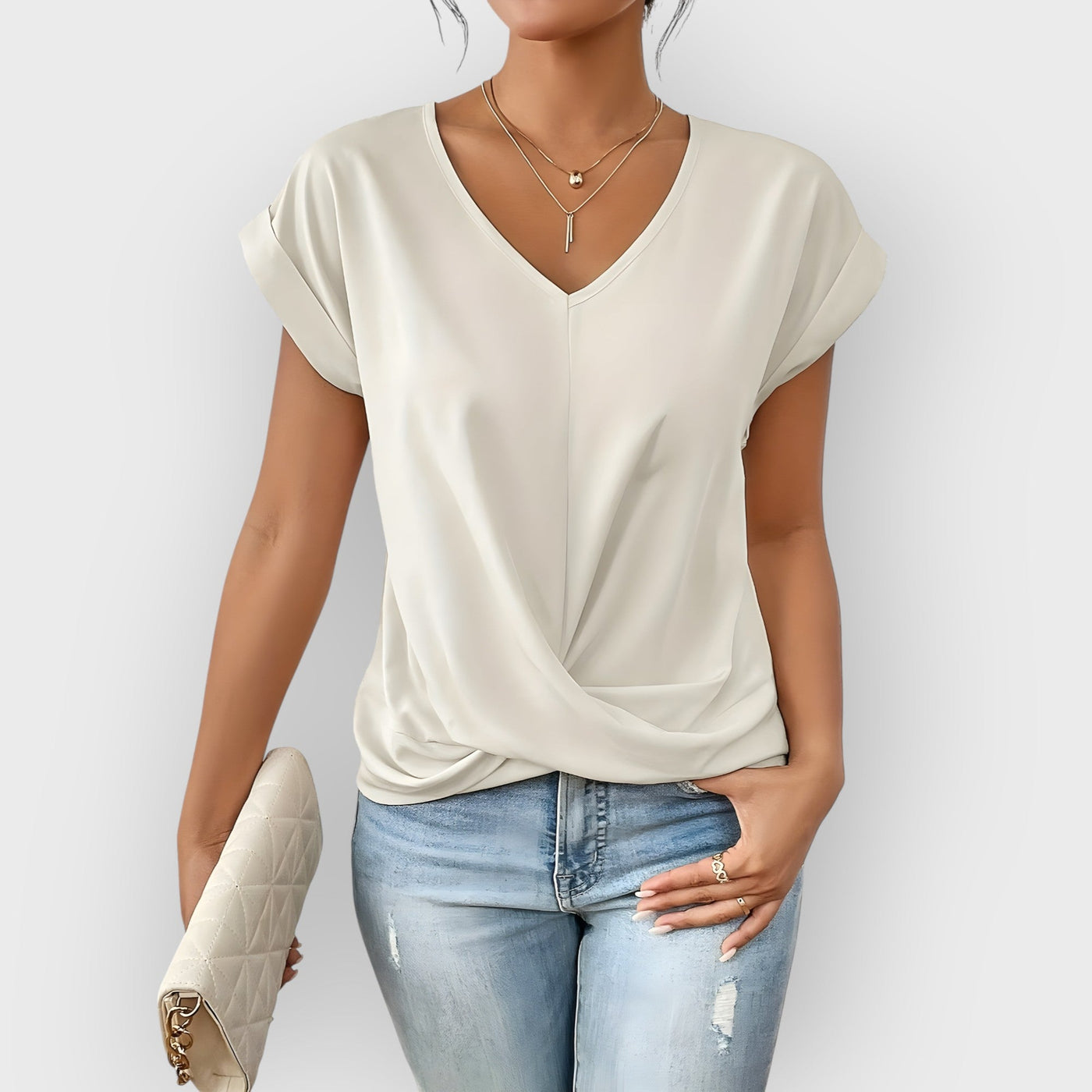 Maia V-Neck Tie Front Top