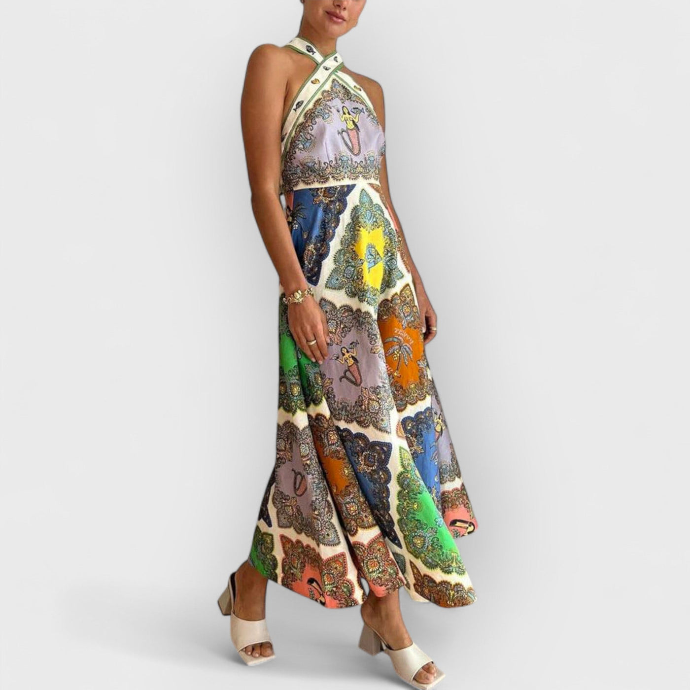 Paisley Satin Floral Maxi Dress