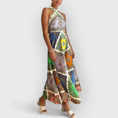 Paisley Satin Floral Maxi Dress