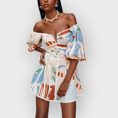 Modern Sophisticated Art Graffiti Floral Print Mini Dress