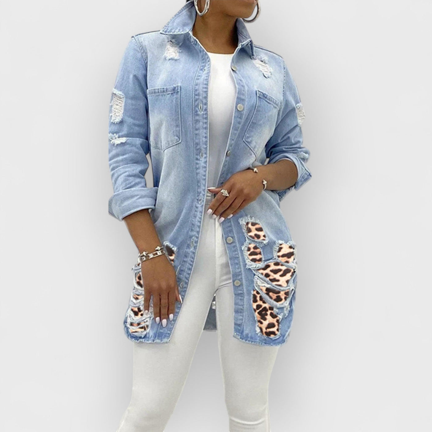 Sexy Leopard Denim Jacket