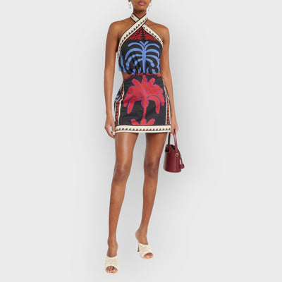 Unique Summer Print Halter Neck Mini Dress