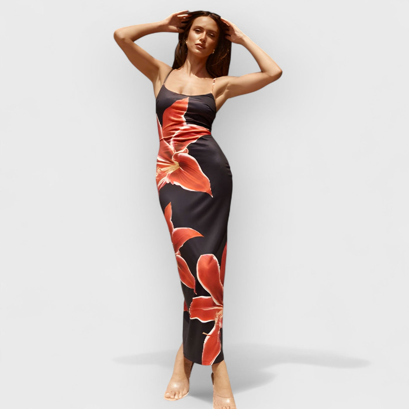 Floral Print Strappy Maxi Dress