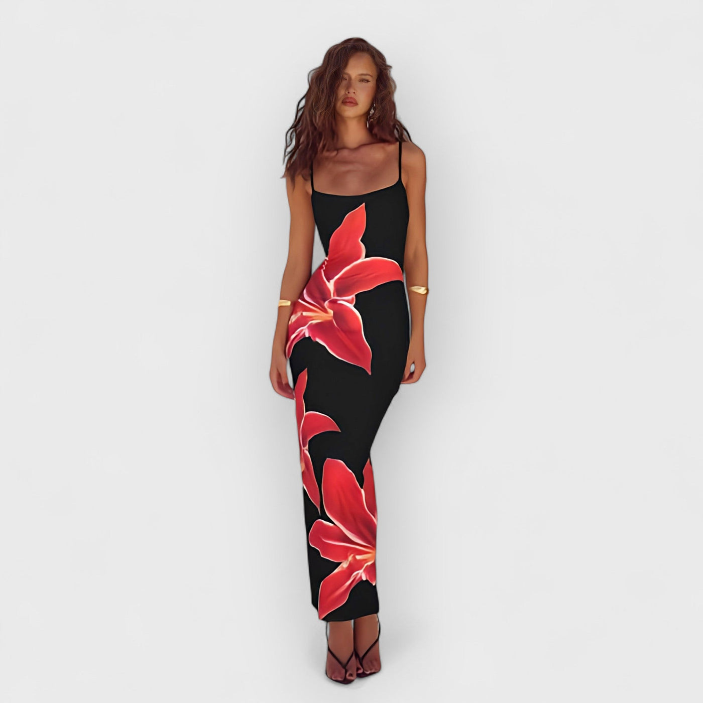 Floral Print Strappy Maxi Dress