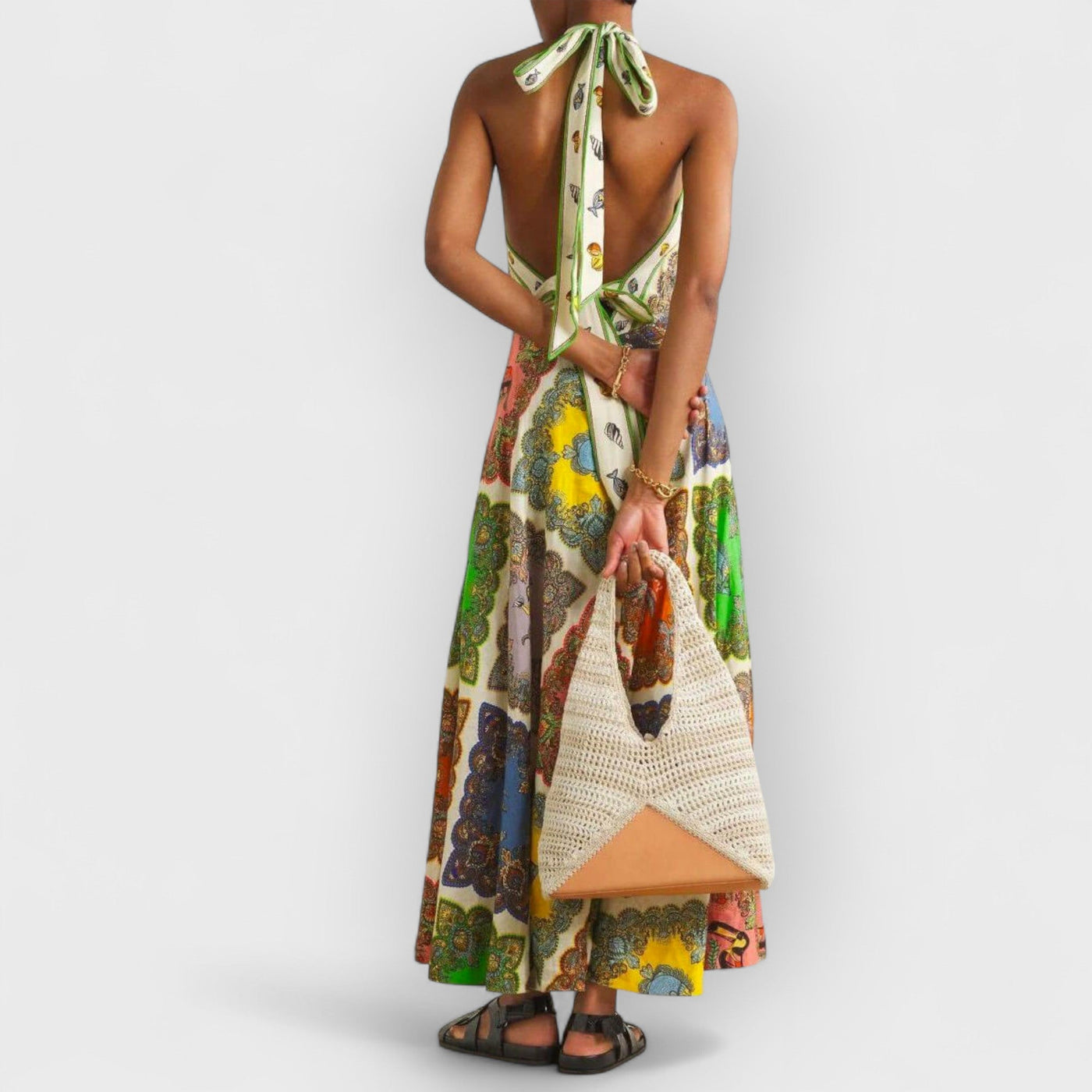 Paisley Satin Floral Maxi Dress