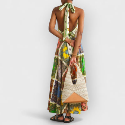 Paisley Satin Floral Maxi Dress