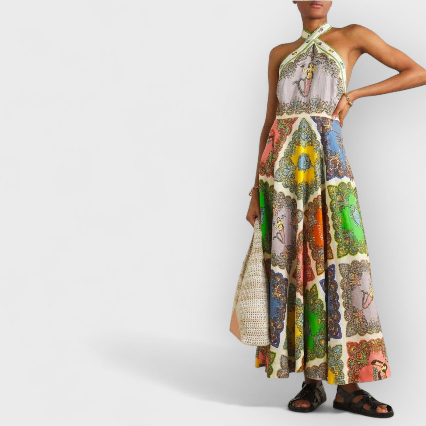 Paisley Satin Floral Maxi Dress