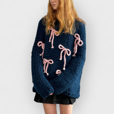 Exquisite Bow Crew Neck Loose Sweater