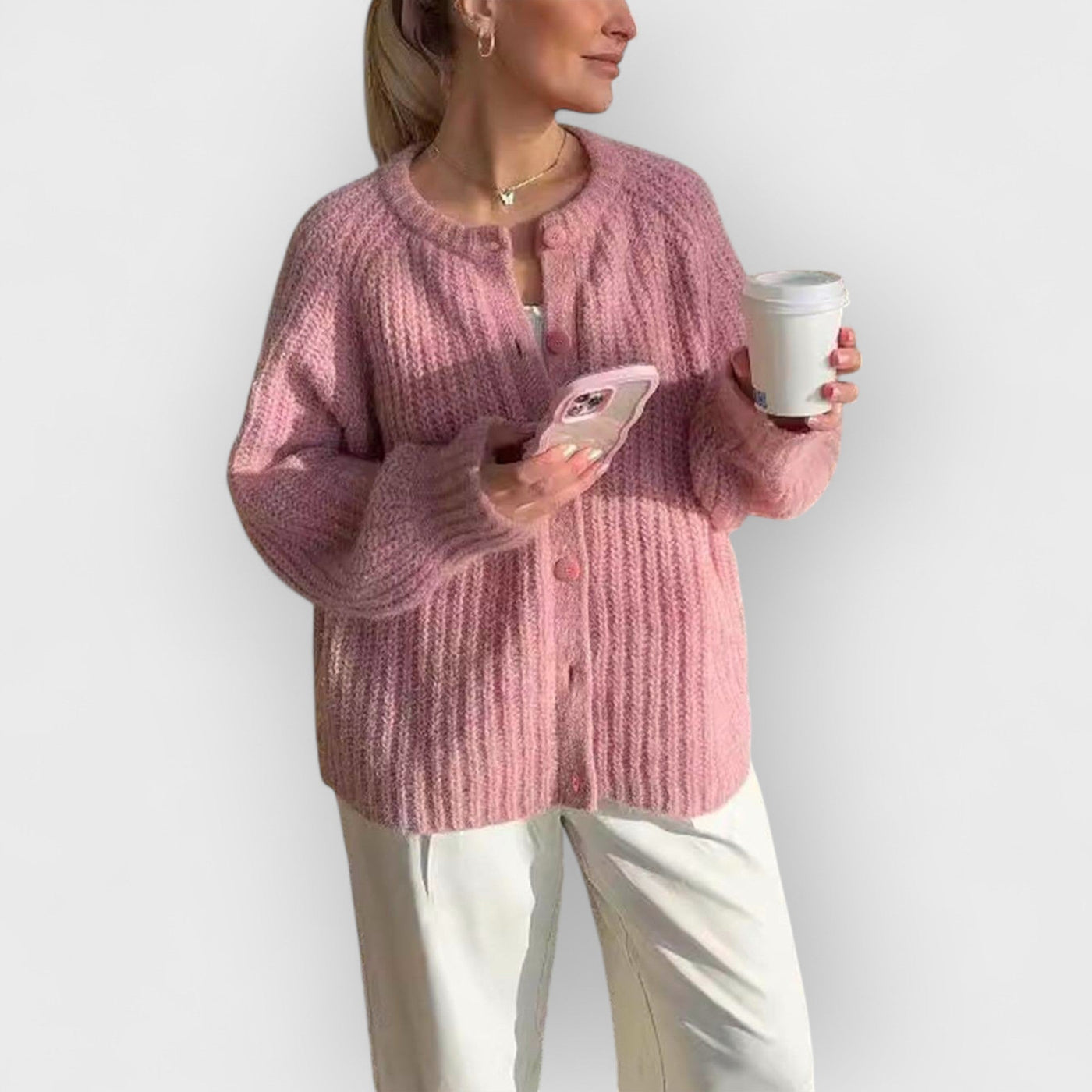 Lazy Style Loose Solid Color Long Sleeve Cardigan