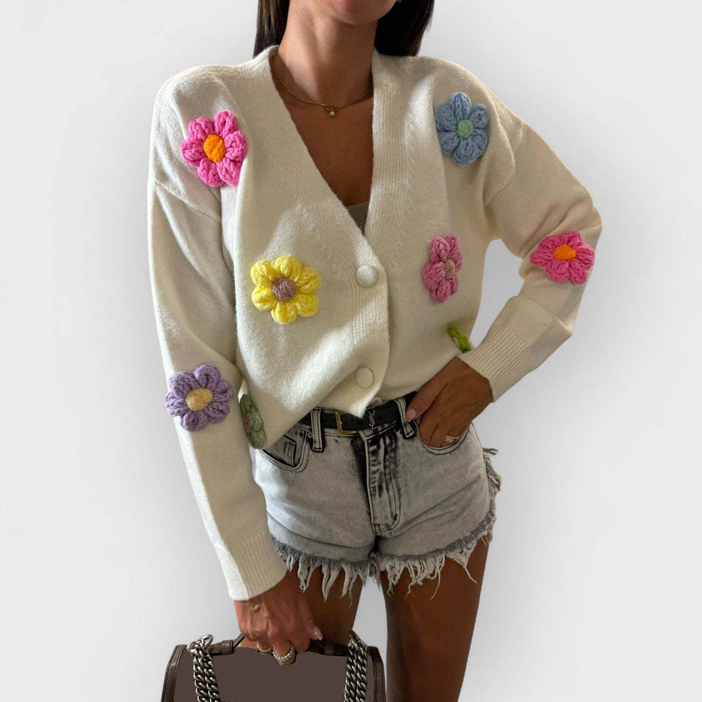 Casual Crochet Flower Cardigan Sweater Jacket
