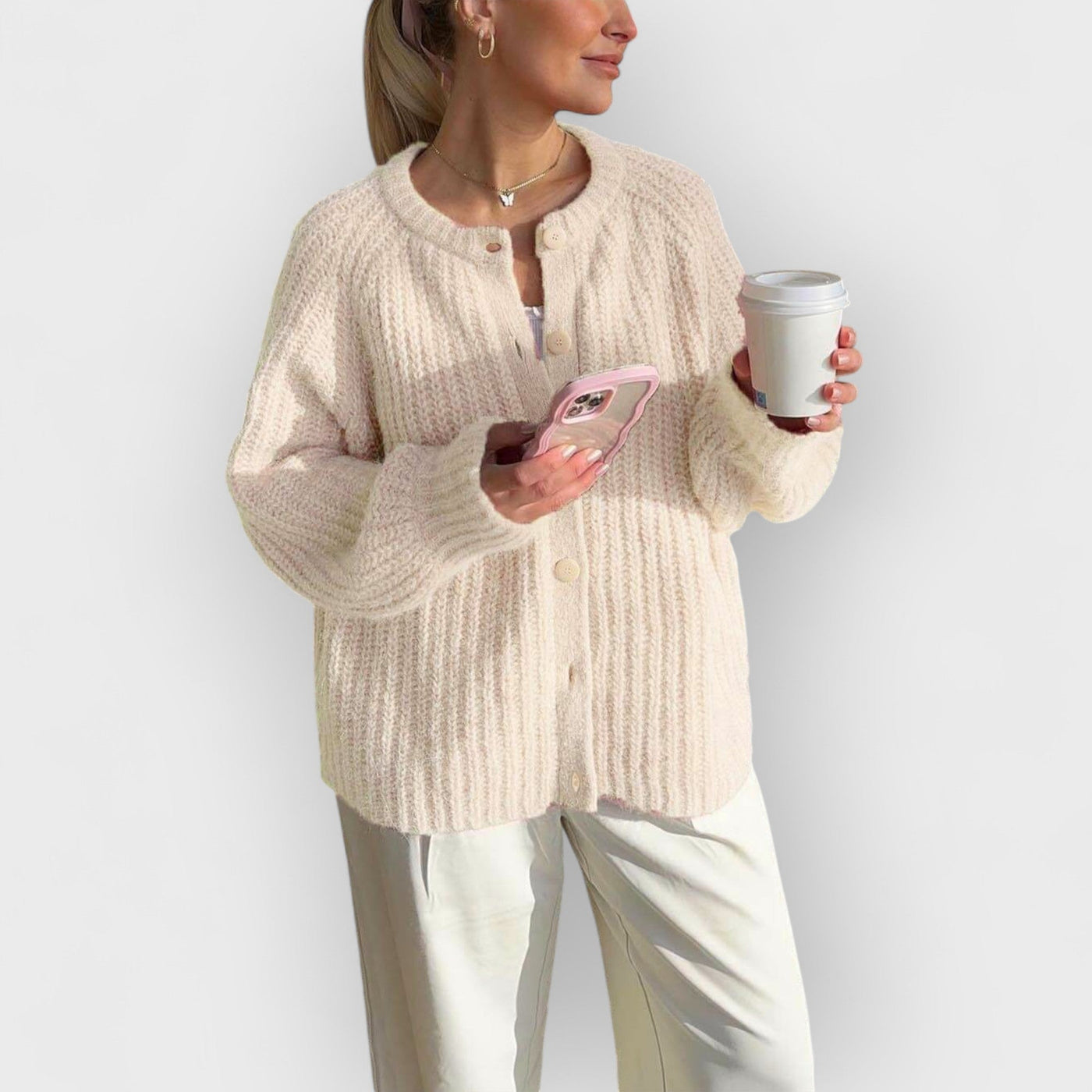 Lazy Style Loose Solid Color Long Sleeve Cardigan