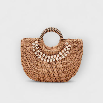 Shell Decor Straw Bag