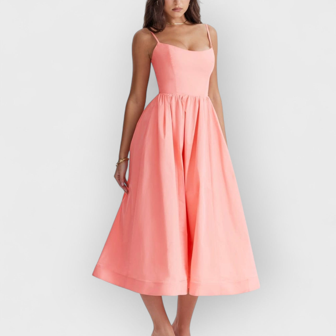 Rose Pink Cotton Corset Sundress