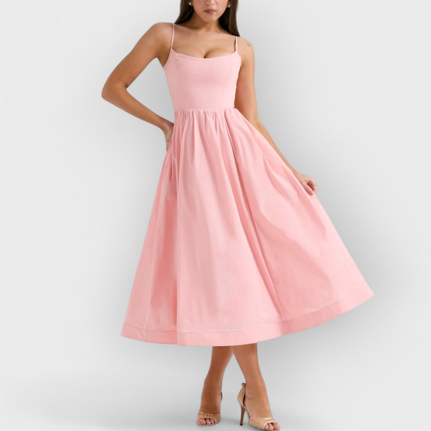 Rose Pink Cotton Corset Sundress