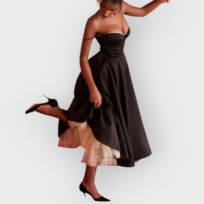 Black Tulle Midi Dress