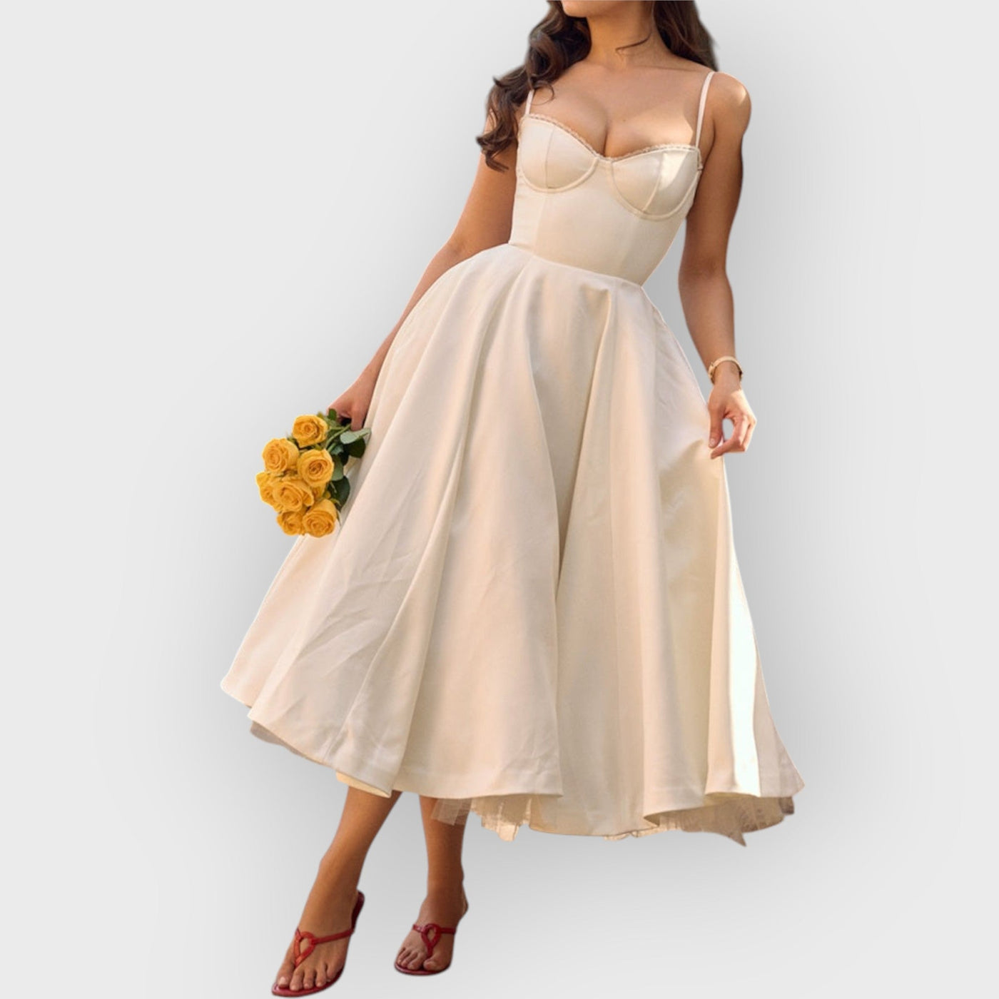 White Tulle Midi Dress