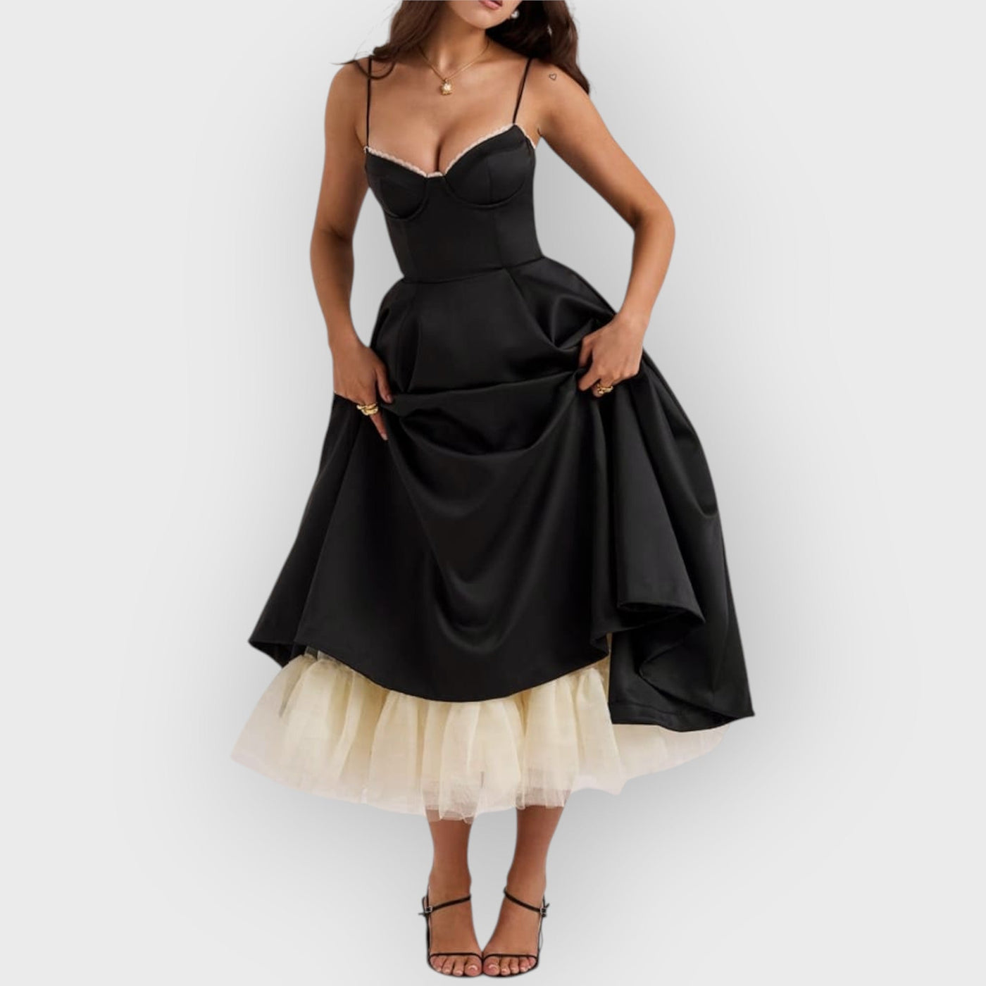 Black Tulle Midi Dress