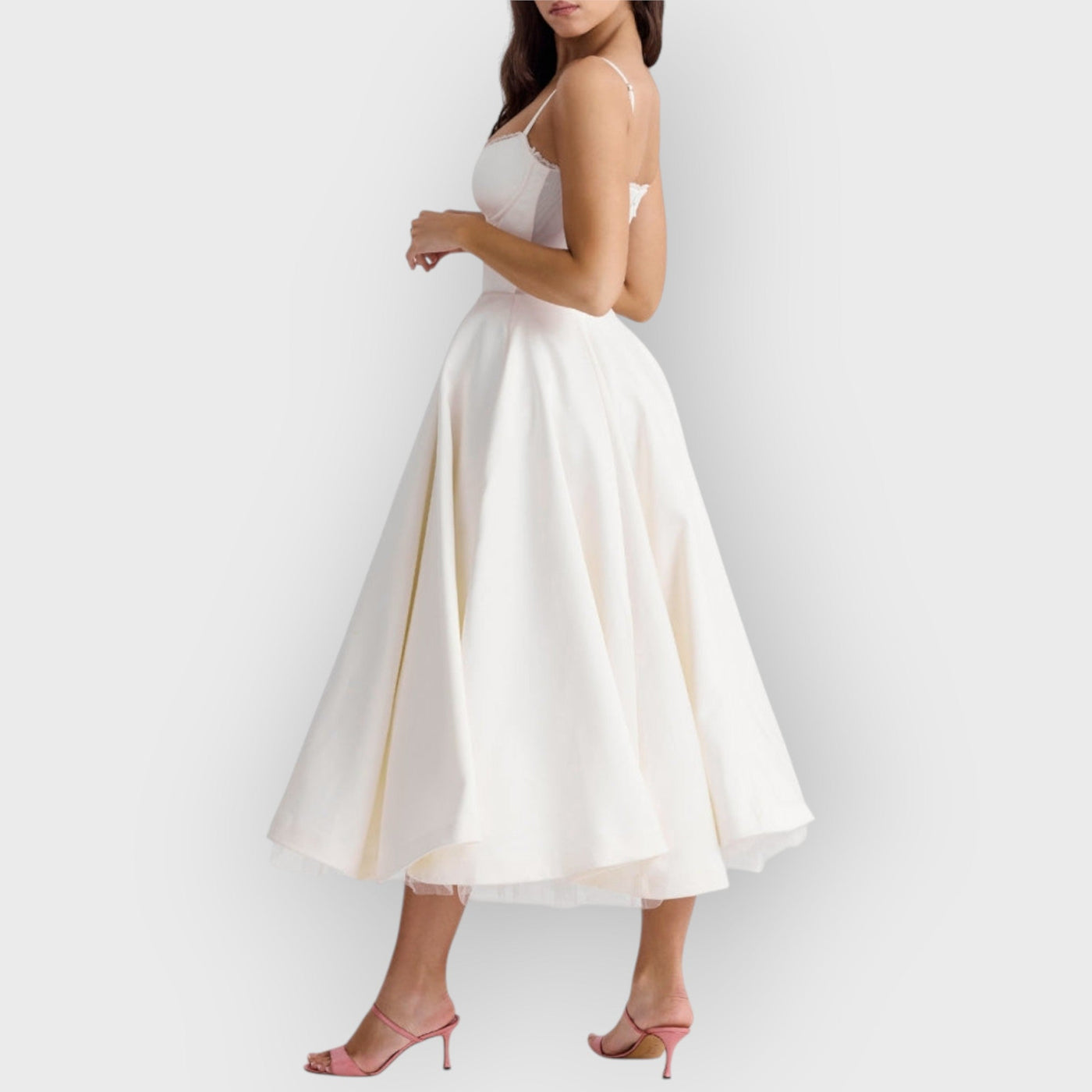 White Tulle Midi Dress