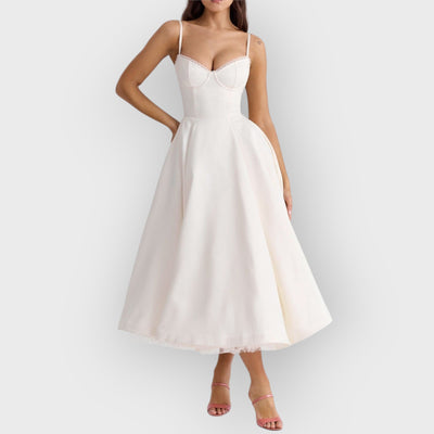 White Tulle Midi Dress