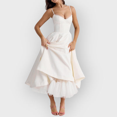 White Tulle Midi Dress