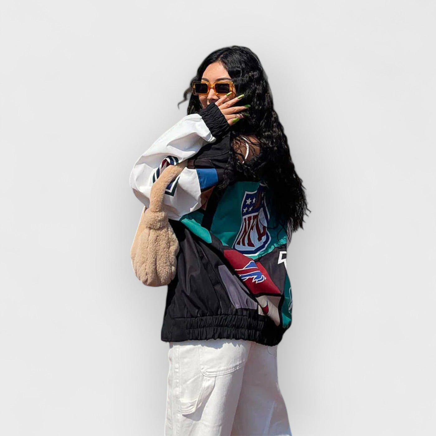 Loose Color Block Long Sleeve Trench Coat Jacket