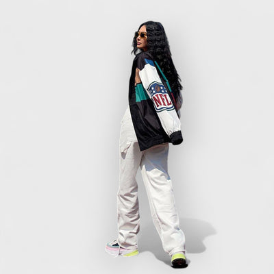 Loose Color Block Long Sleeve Trench Coat Jacket