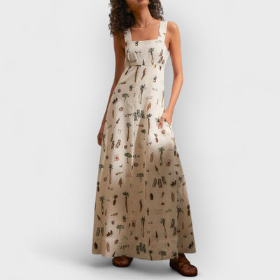 Fashionable Personalized Graffiti Suspender Sexy Backless Maxi Dress