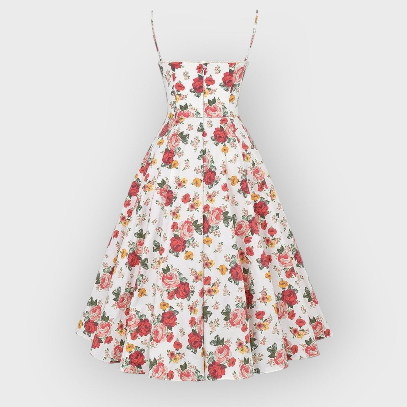Italian Rose Print Tulle Midi Dress