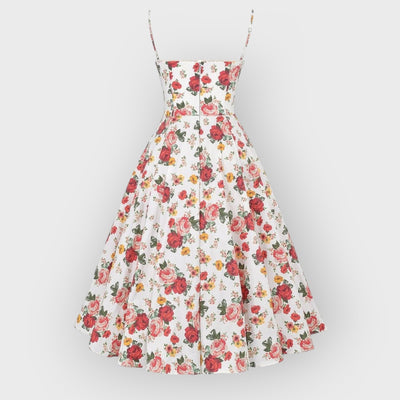 Italian Rose Print Tulle Midi Dress