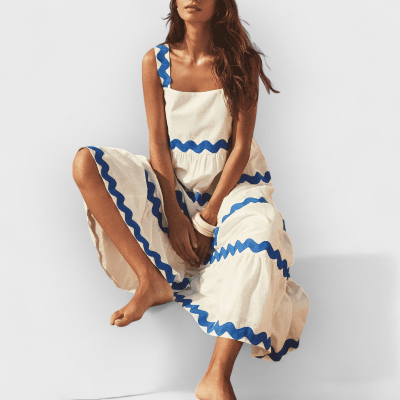 Simple Ripple Bandeau Slip Dress