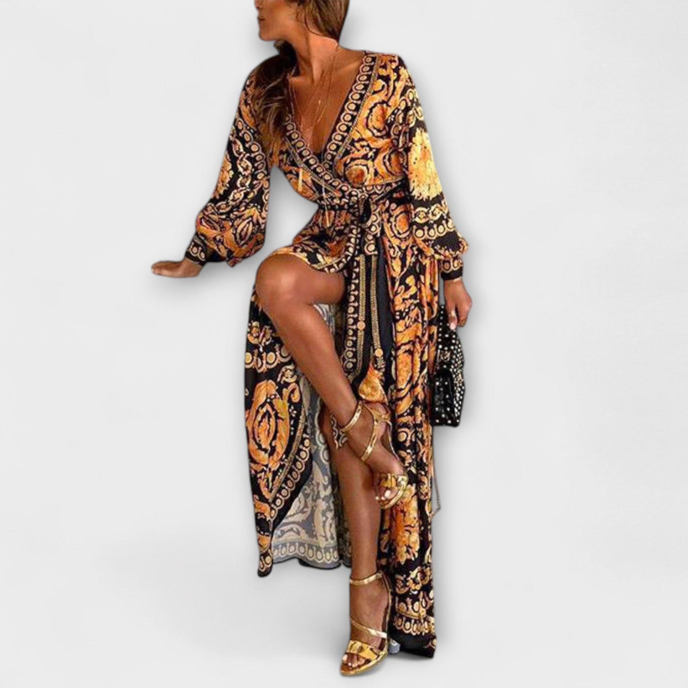 Wrap Dress - Boho Women's Dress with Slit